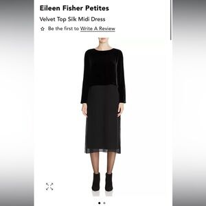 Eileen Fisher Black Velvet Silk Midi Dress